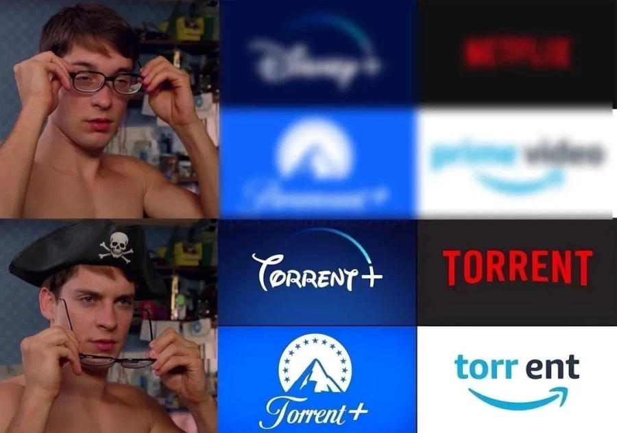 Korean community post, image 3: Take the glasses off: Disney+, Paramount+, Netflix, and Prime Video all reveal themselves as Torrent.